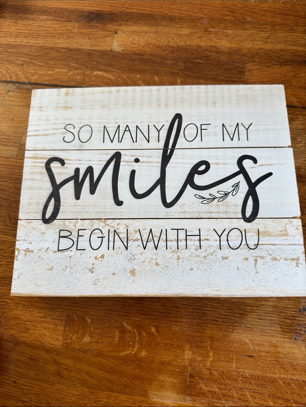 Smiles Begin With You Rustic Wood Wall Sign - Black on White